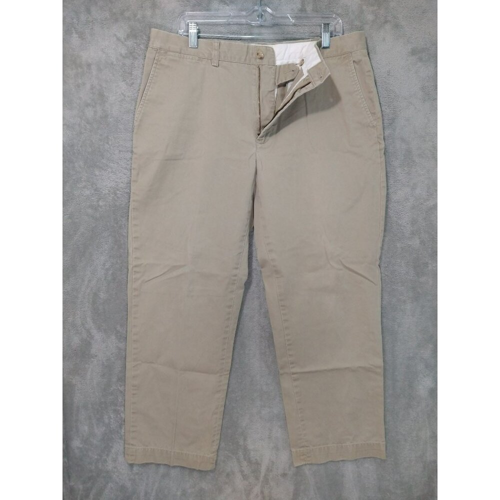 Polo Ralph Lauren Pants Mens 36x30 Beige Chino Preston Flat Front Mid Rise